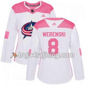 Columbus Blue Jackets tröja Zach Werenski 8 Vit 2017-2018 Adidas Rosa Fashion Authentic - Dame NHL Tröjor